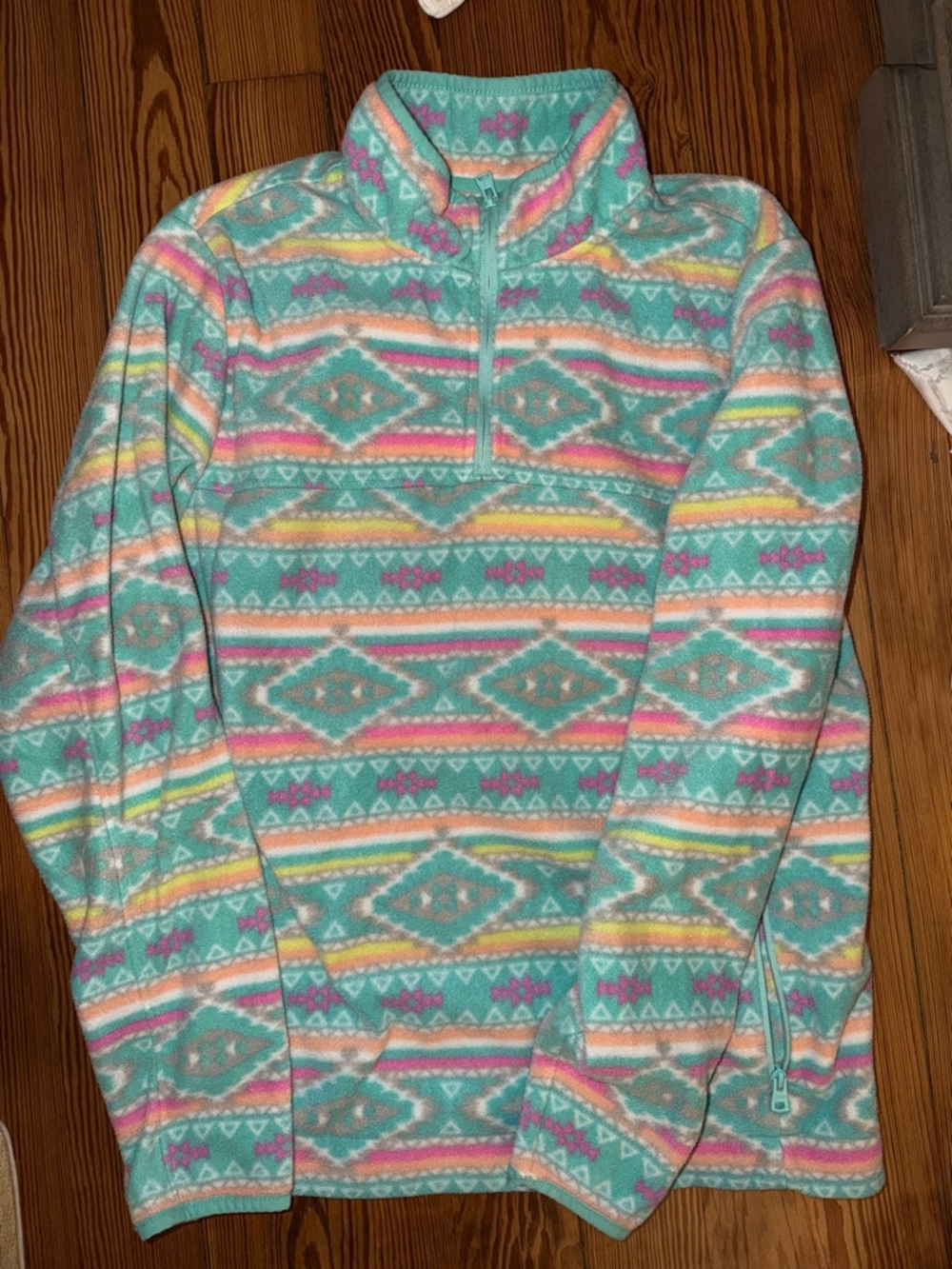 chubbies Aqua & Pink Patterned Half-Zip Fleece Pullover